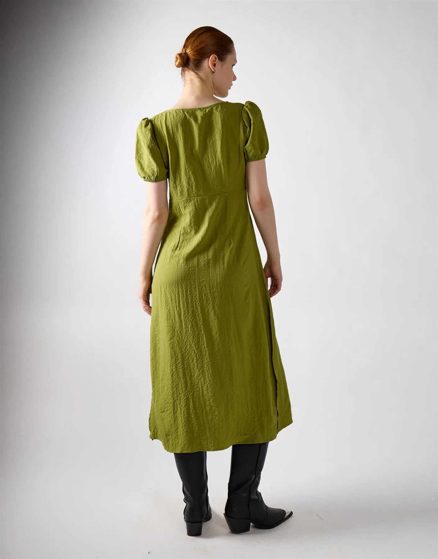 Button Front Midi Dress - Green Olive sold by Glamorous product image thumbnail 2