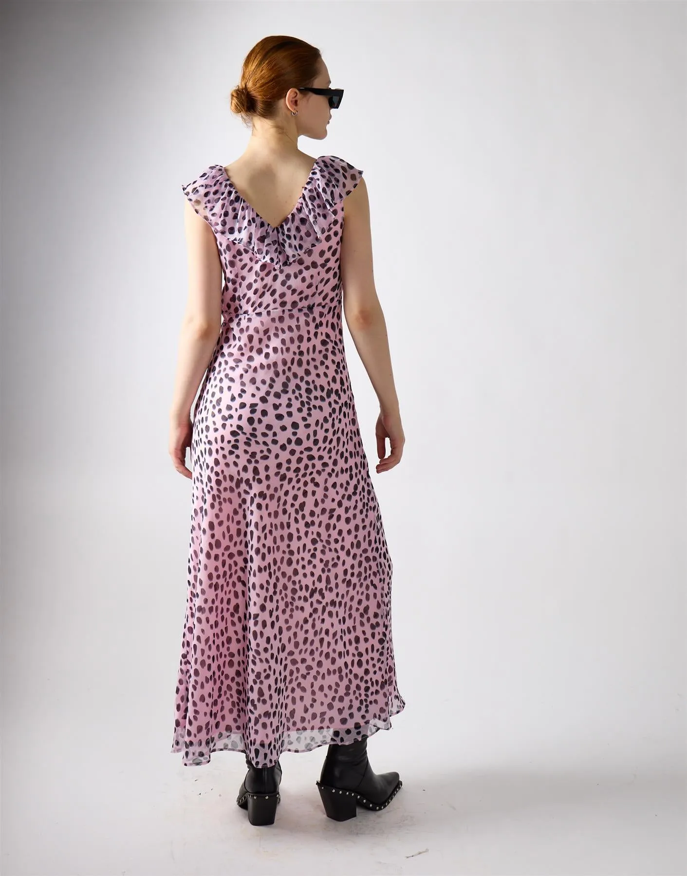 Lilac Dalmatian Print Ruffle Maxi Dress sold by Glamorous product image thumbnail 2
