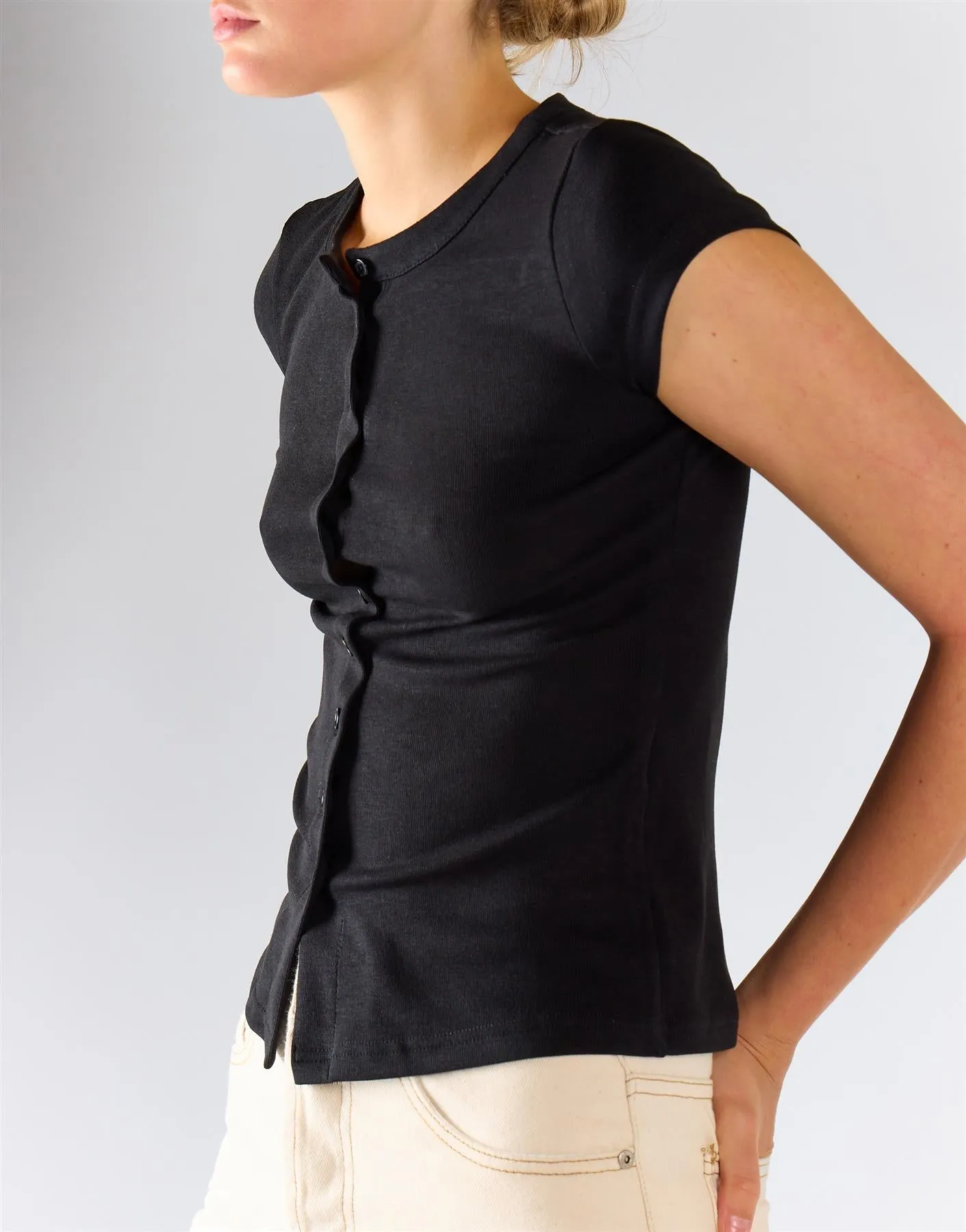 Black Knitted Button Front Top sold by Glamorous product image thumbnail 3