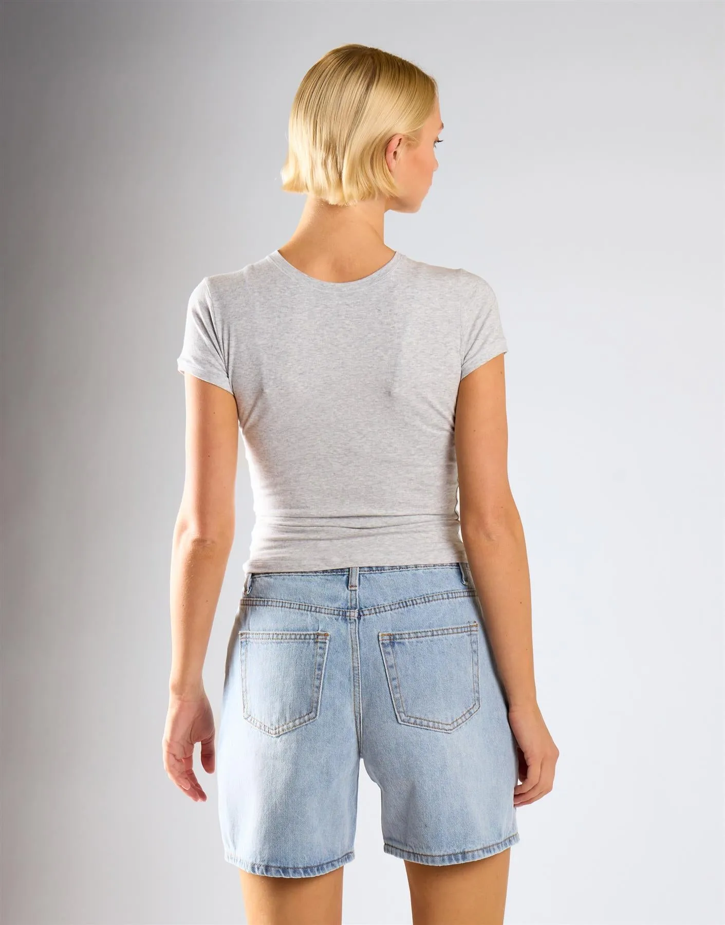 Mid Waist Loose Fit Denim Shorts - Mid Blue sold by Glamorous product image thumbnail 2