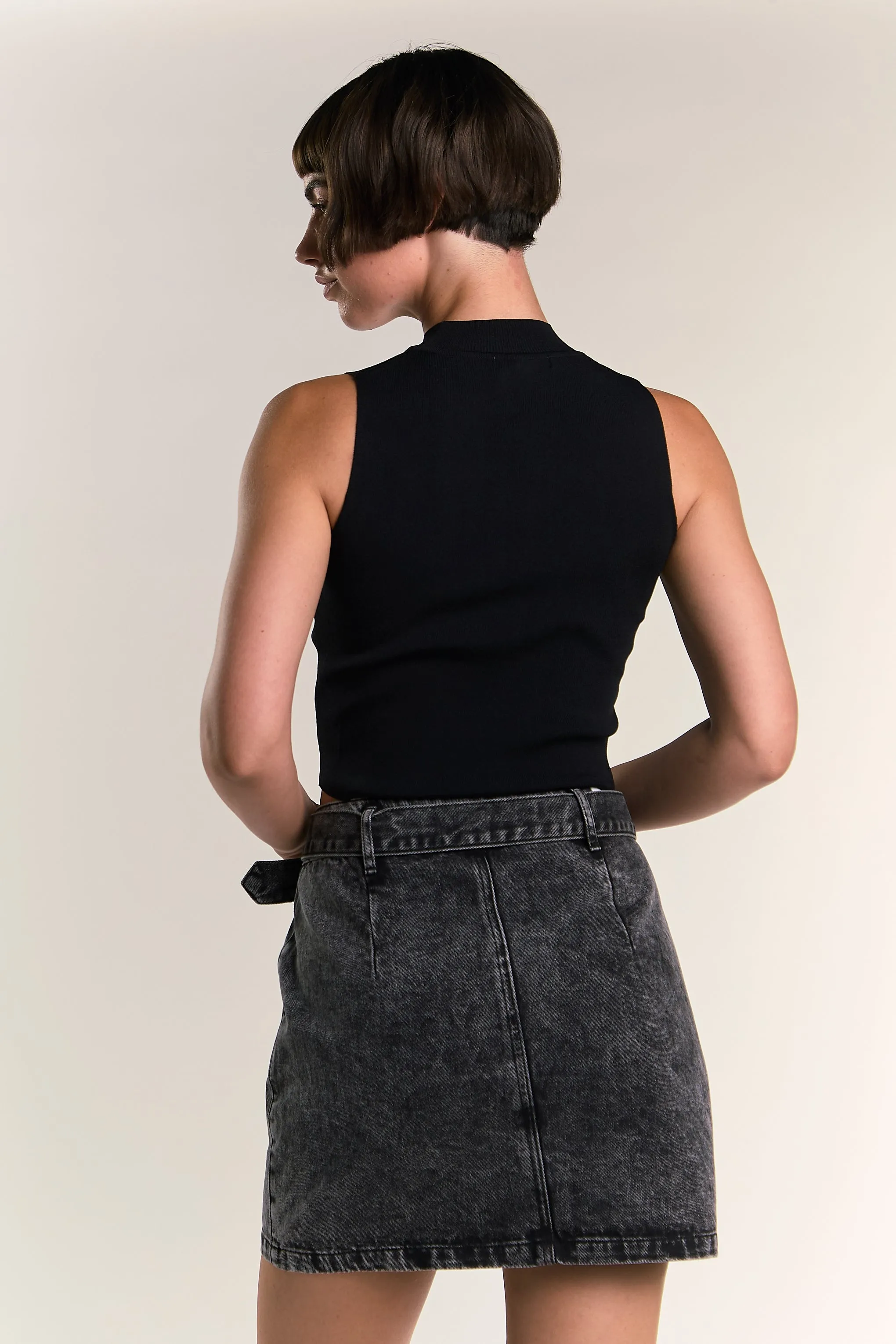 Black Acid Wash Denim Mini Skirt sold by Glamorous product image thumbnail 2