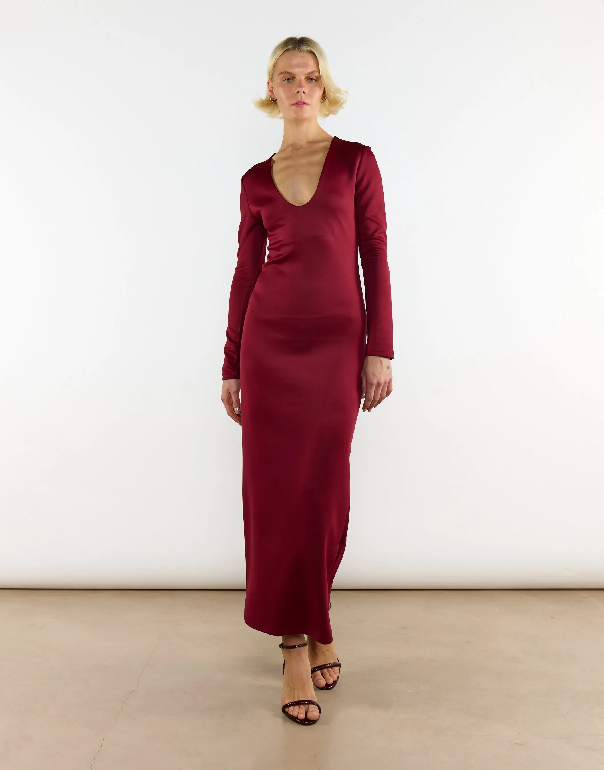Burgundy Long Sleeve Bodycon Maxi Dress sold by Glamorous