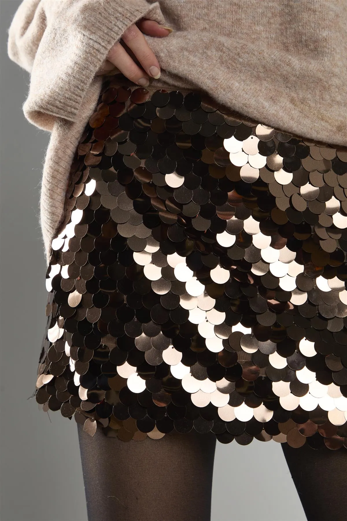 Brown-Disc-Sequin Mini-Skirts sold by Glamorous product image thumbnail 3