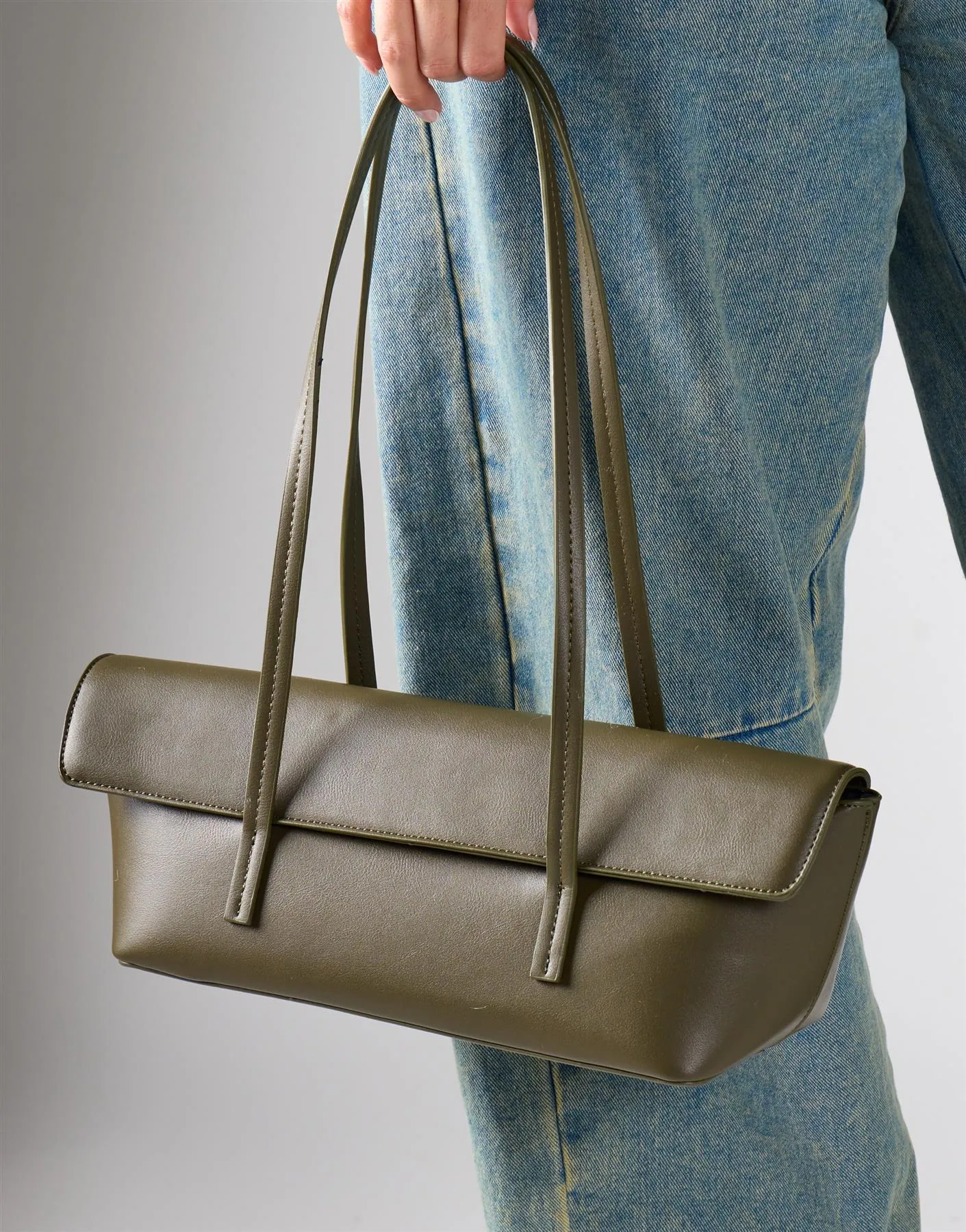 Rectangle Flap Shoulder Bag - Olive sold by Glamorous