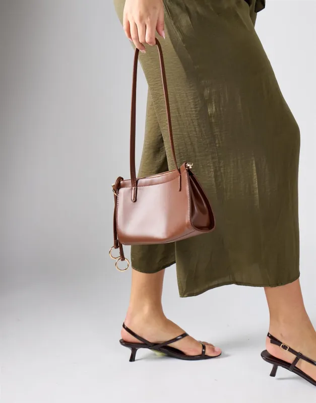 Shoulder Bag with Gold Detail - Dark Brown made by Glamorous