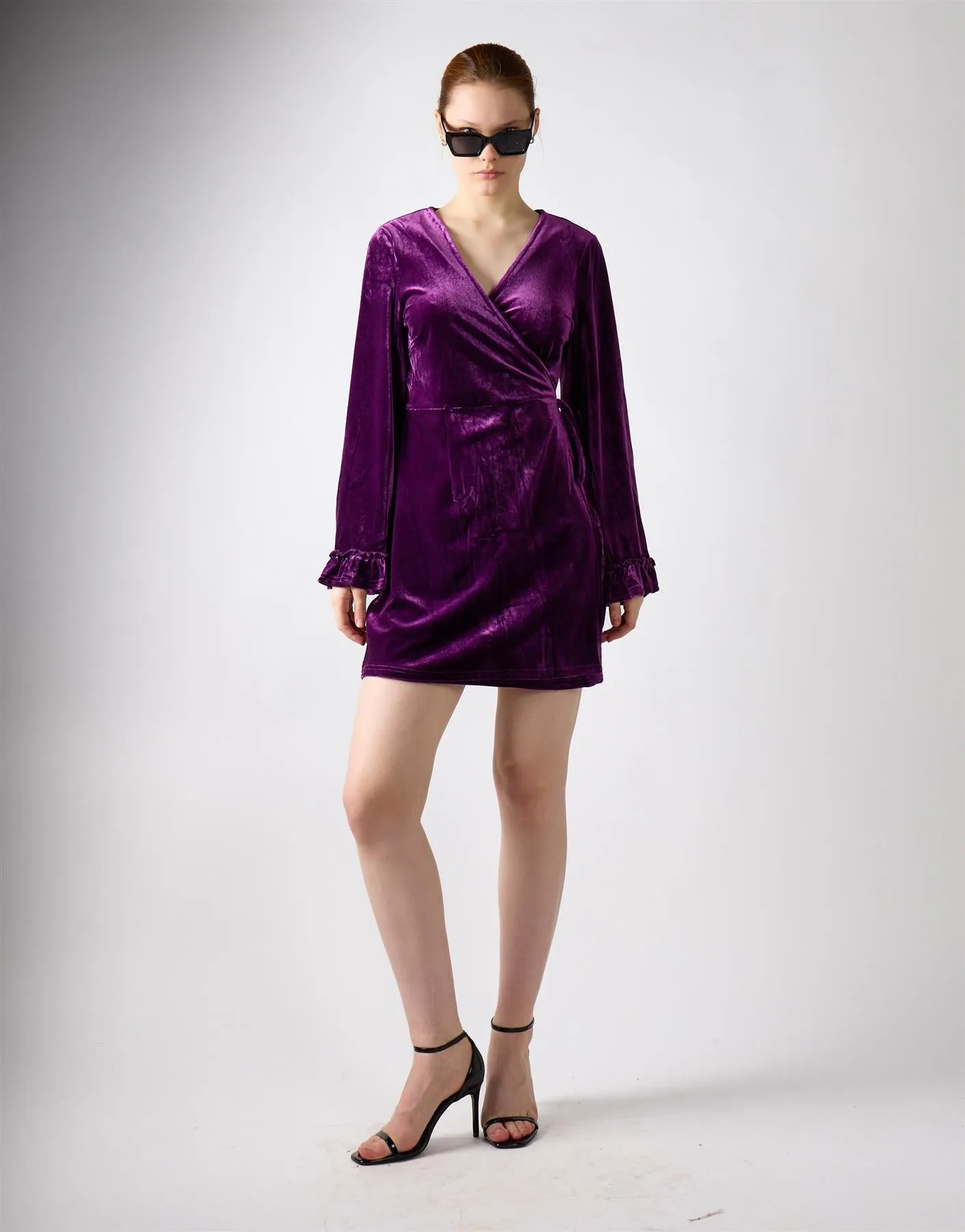 Wine Mini Wrap Dress sold by Glamorous product image thumbnail 2