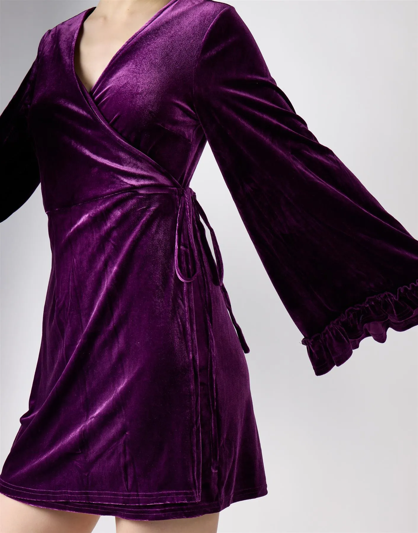 Wine Mini Wrap Dress sold by Glamorous product image thumbnail 3