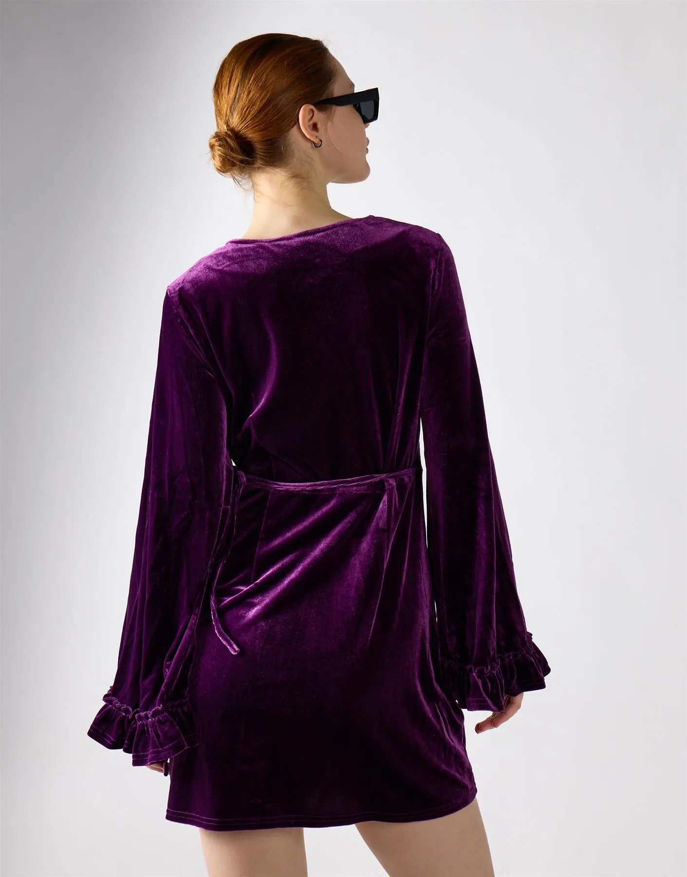 Wine Mini Wrap Dress sold by Glamorous product image thumbnail 4