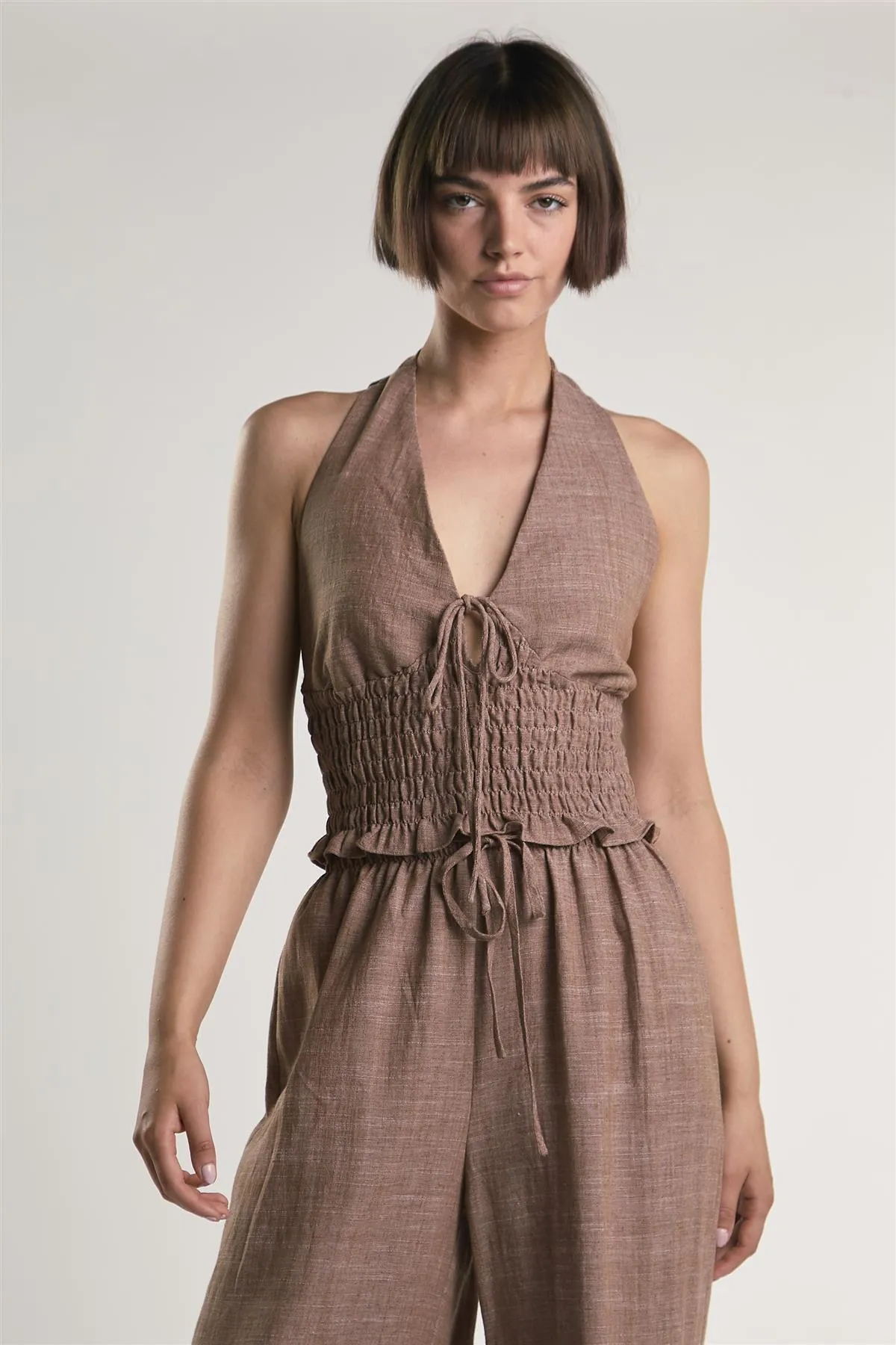 White Fleck Smocked Halter Top sold by Glamorous product image thumbnail 2