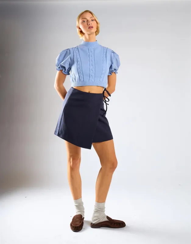 Navy Wrap Mini Skirt made by Glamorous