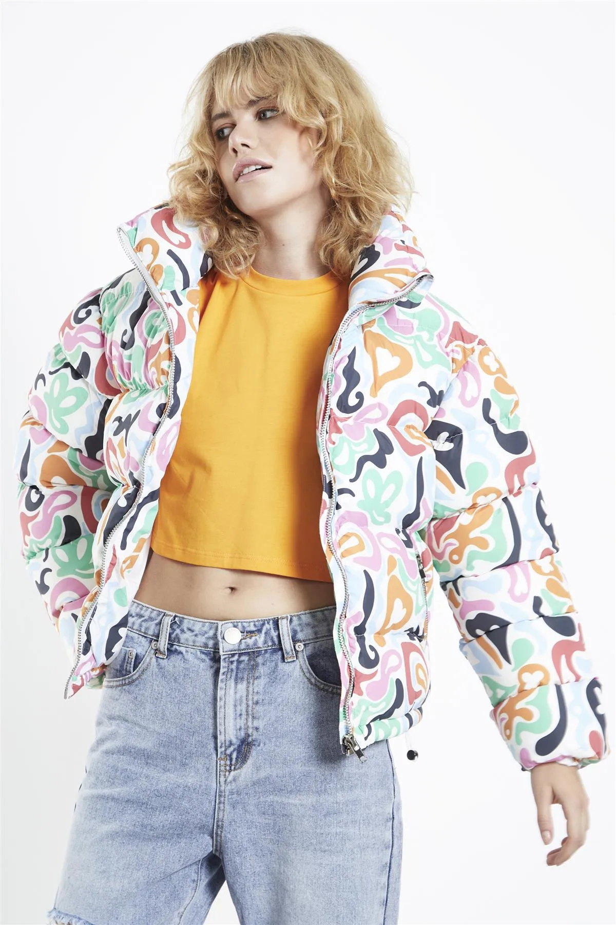 Multi Abstract Print Puffer Jacket sold by Glamorous product image thumbnail 3