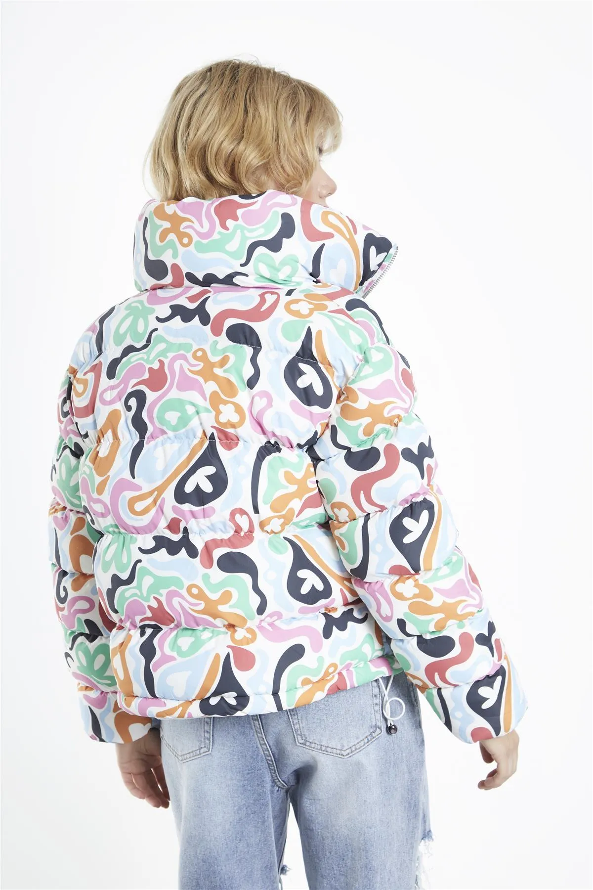 Multi Abstract Print Puffer Jacket sold by Glamorous product image thumbnail 4