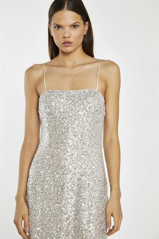 Silver Mini Sequin Square Neck Mini Dress made by Glamorous