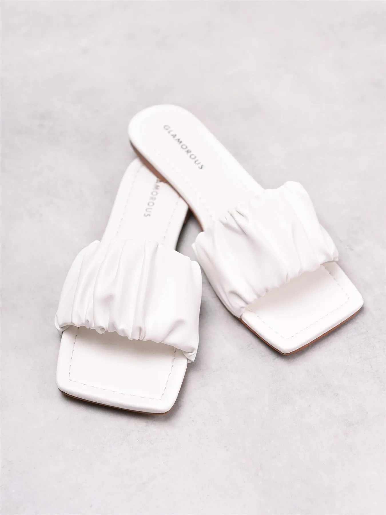 White Ruched Square Toe Sandals sold by Glamorous product image thumbnail 3