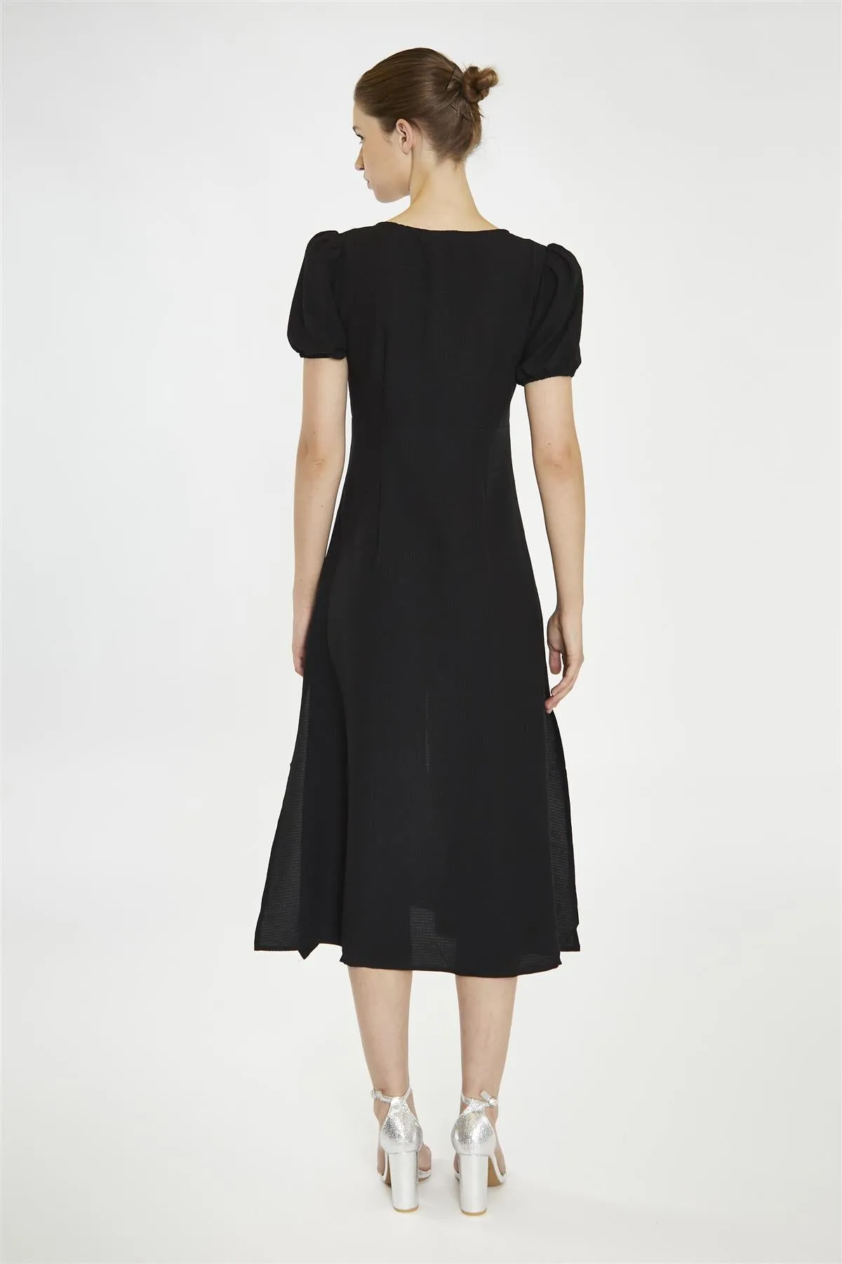 V-Neck Puff Sleeve Midi Dress - Black sold by Glamorous product image thumbnail 2