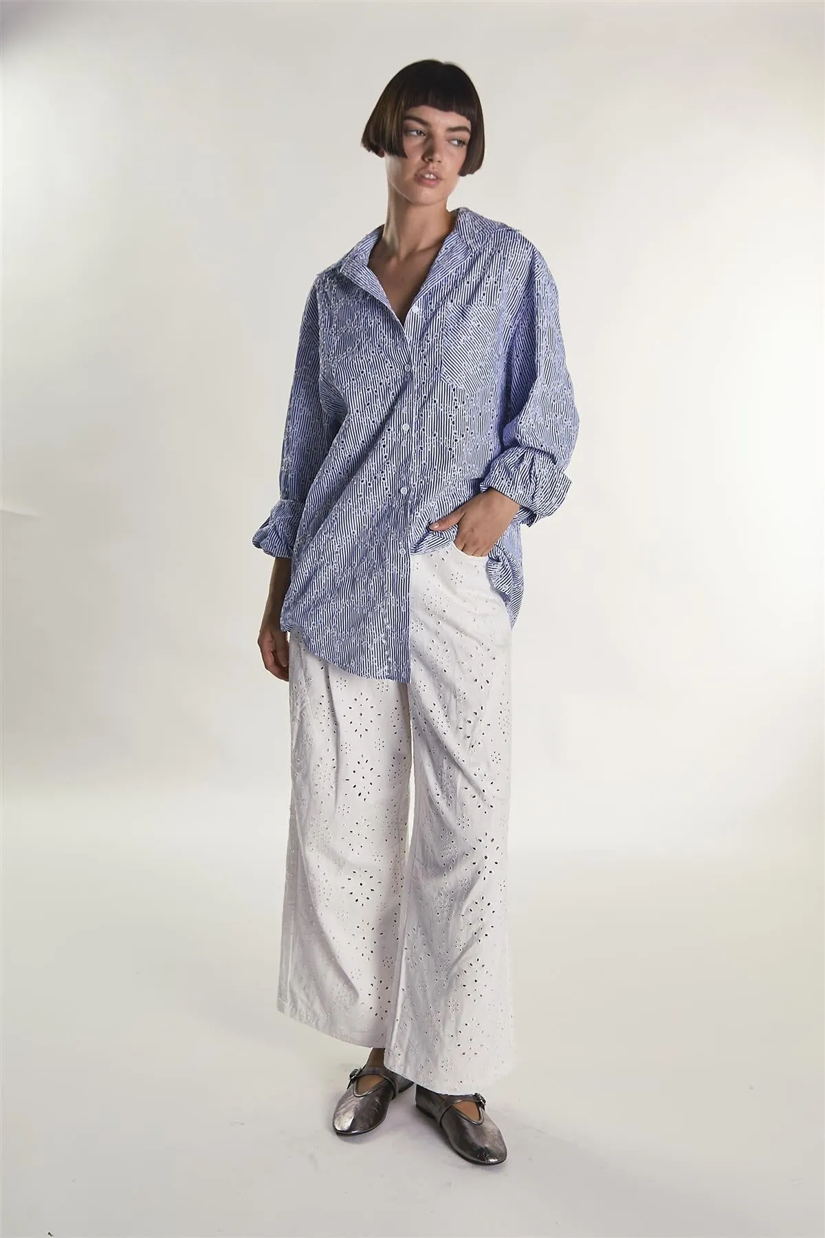 Embroidered Stripe Button Shirt sold by Glamorous product image thumbnail 4