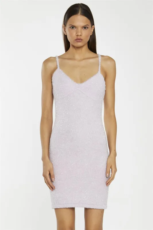 Light Pink Tinsel V-Neck Mini Dress made by Glamorous
