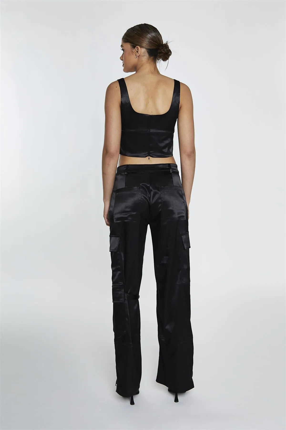 Black Satin D-Ring Detail Trousers sold by Glamorous product image thumbnail 4