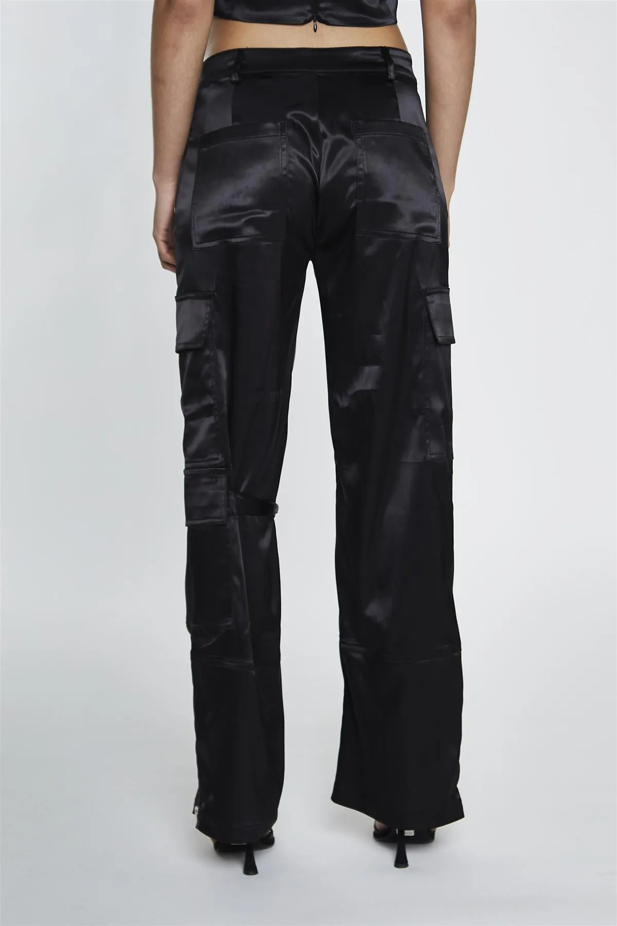 Black Satin D-Ring Detail Trousers sold by Glamorous product image thumbnail 2