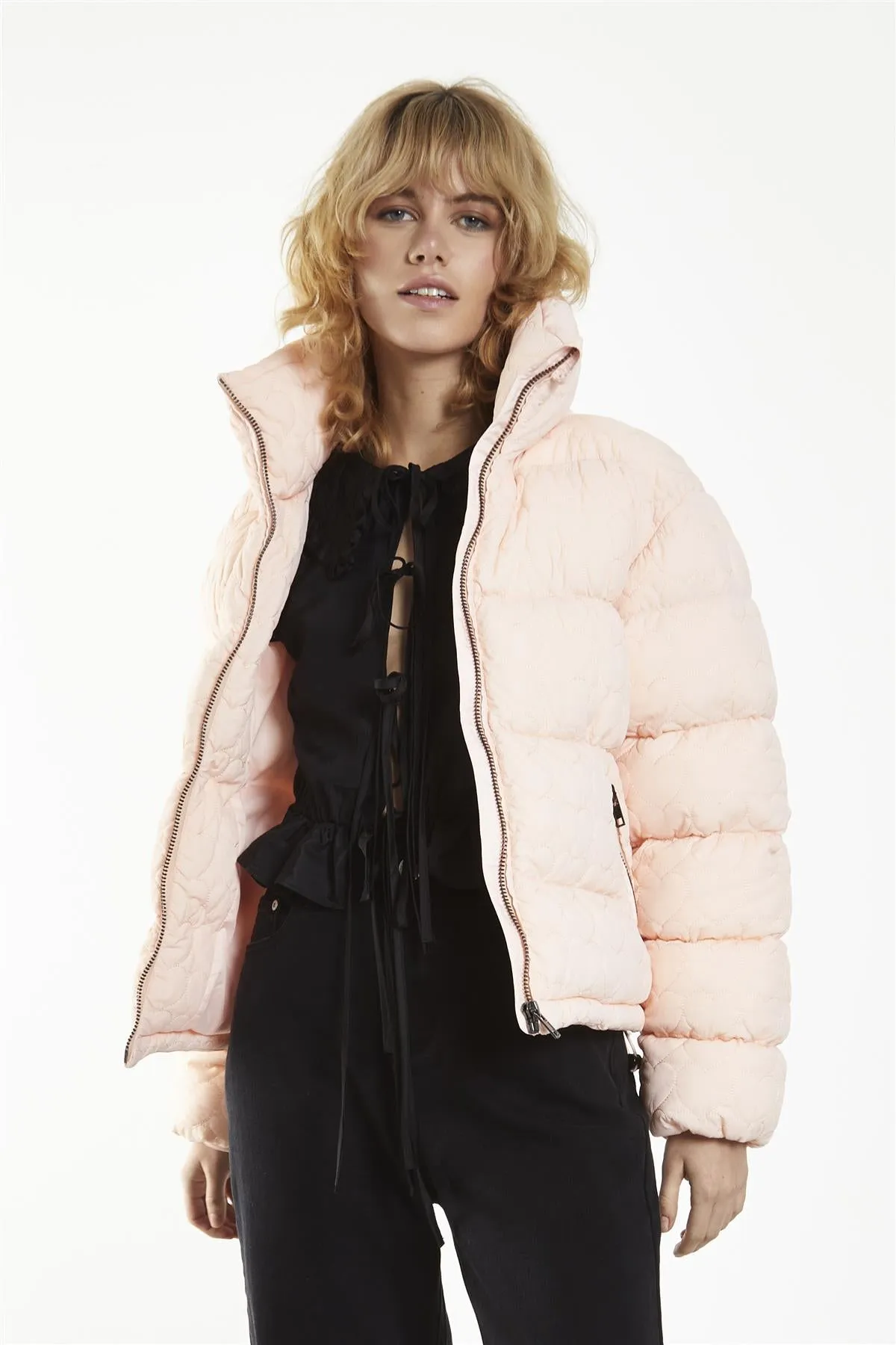 Peach Textured Heart Puffer Jacket sold by Glamorous product image thumbnail 3