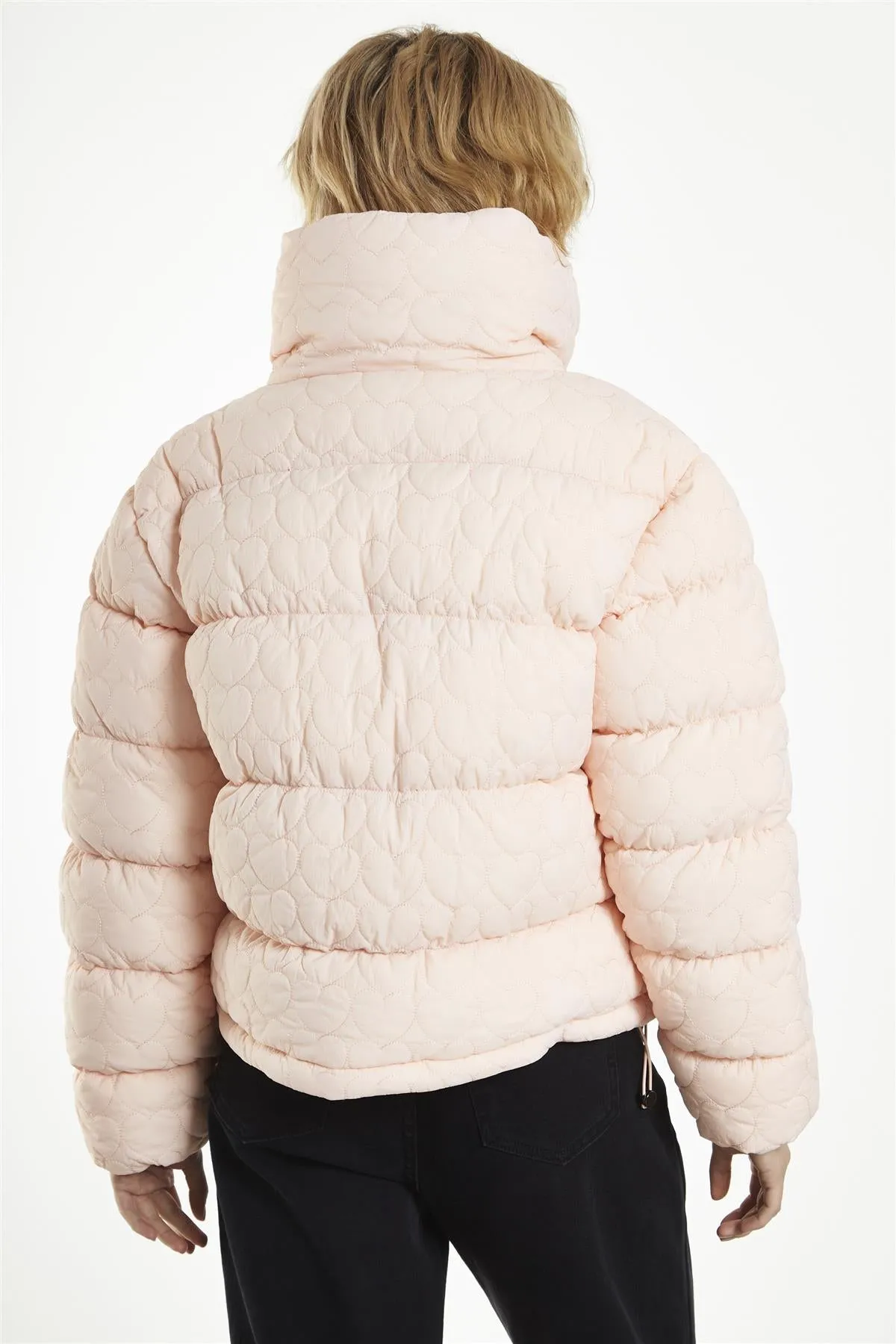 Peach Textured Heart Puffer Jacket sold by Glamorous product image thumbnail 4