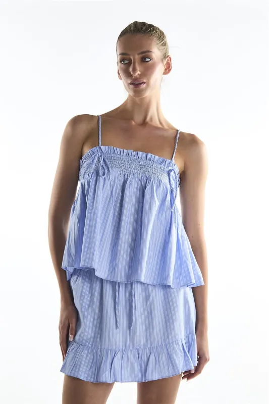 Blue White Ticking Cami Top with Ties made by Glamorous