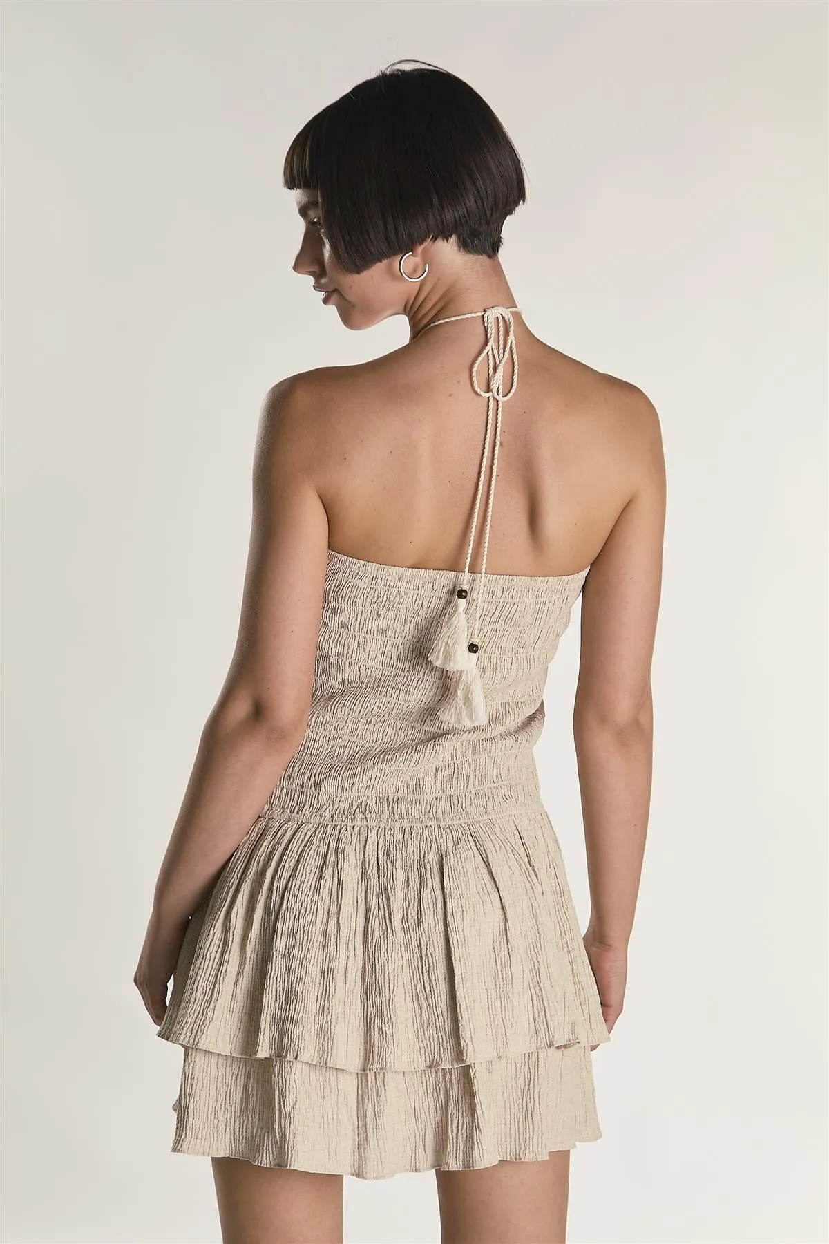 Stone Textured Halter Frill Mini Dress sold by Glamorous product image thumbnail 2