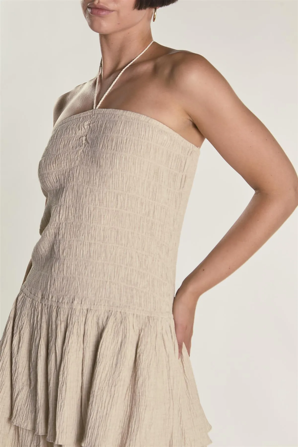 Stone Textured Halter Frill Mini Dress sold by Glamorous product image thumbnail 3