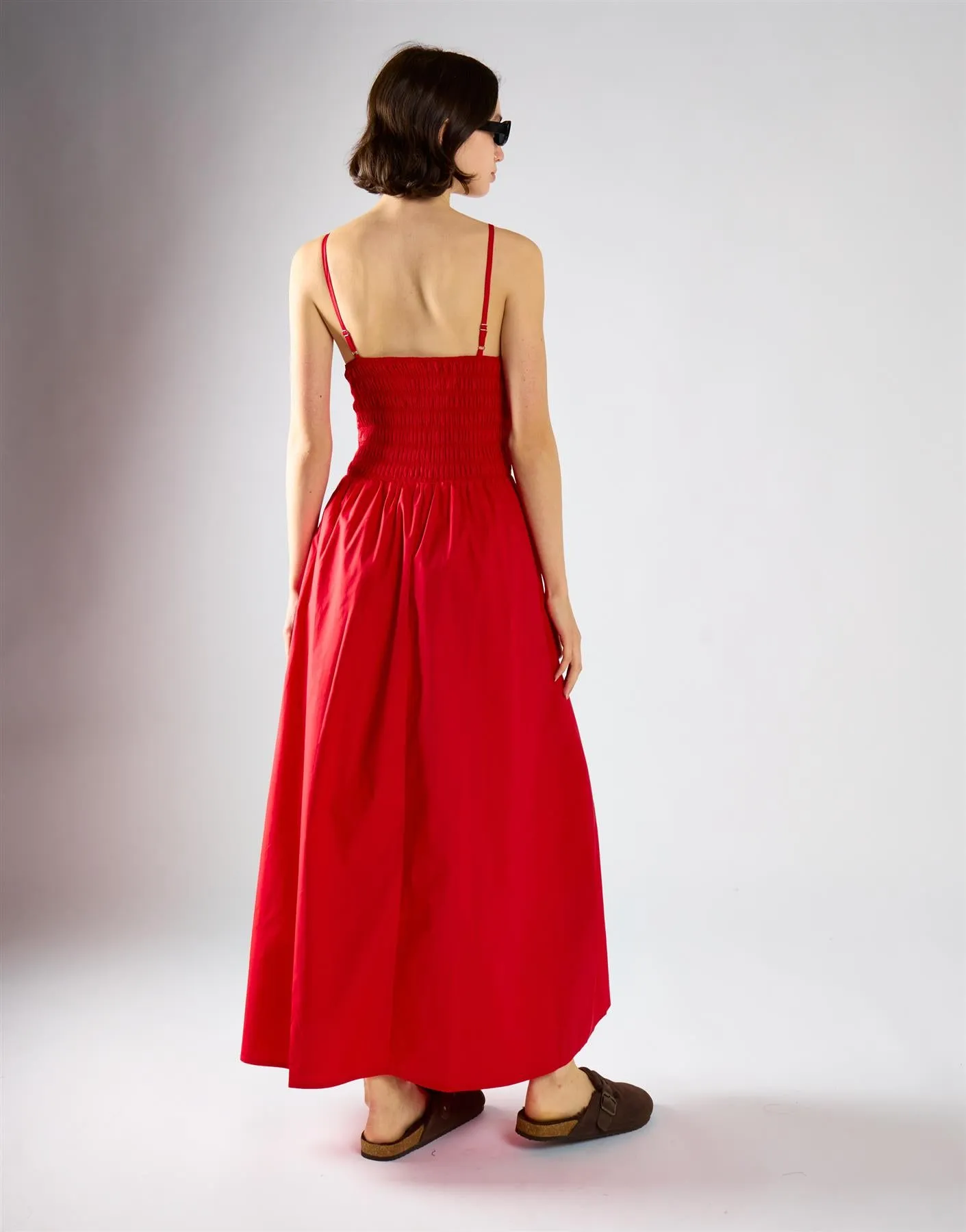 Red Shirring Body Boat Neck Maxi Dress sold by Glamorous product image thumbnail 2