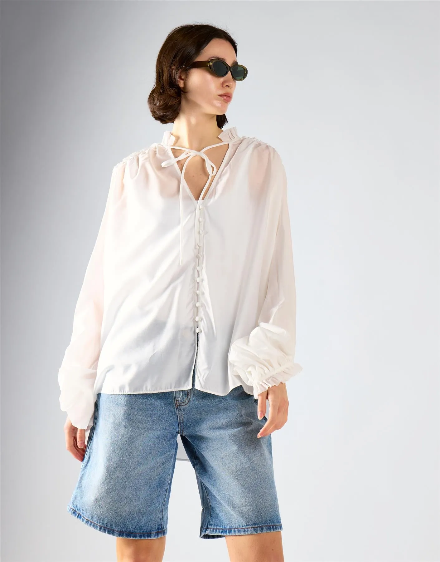 White Tie Chiffon Blouse sold by Glamorous product image thumbnail 3