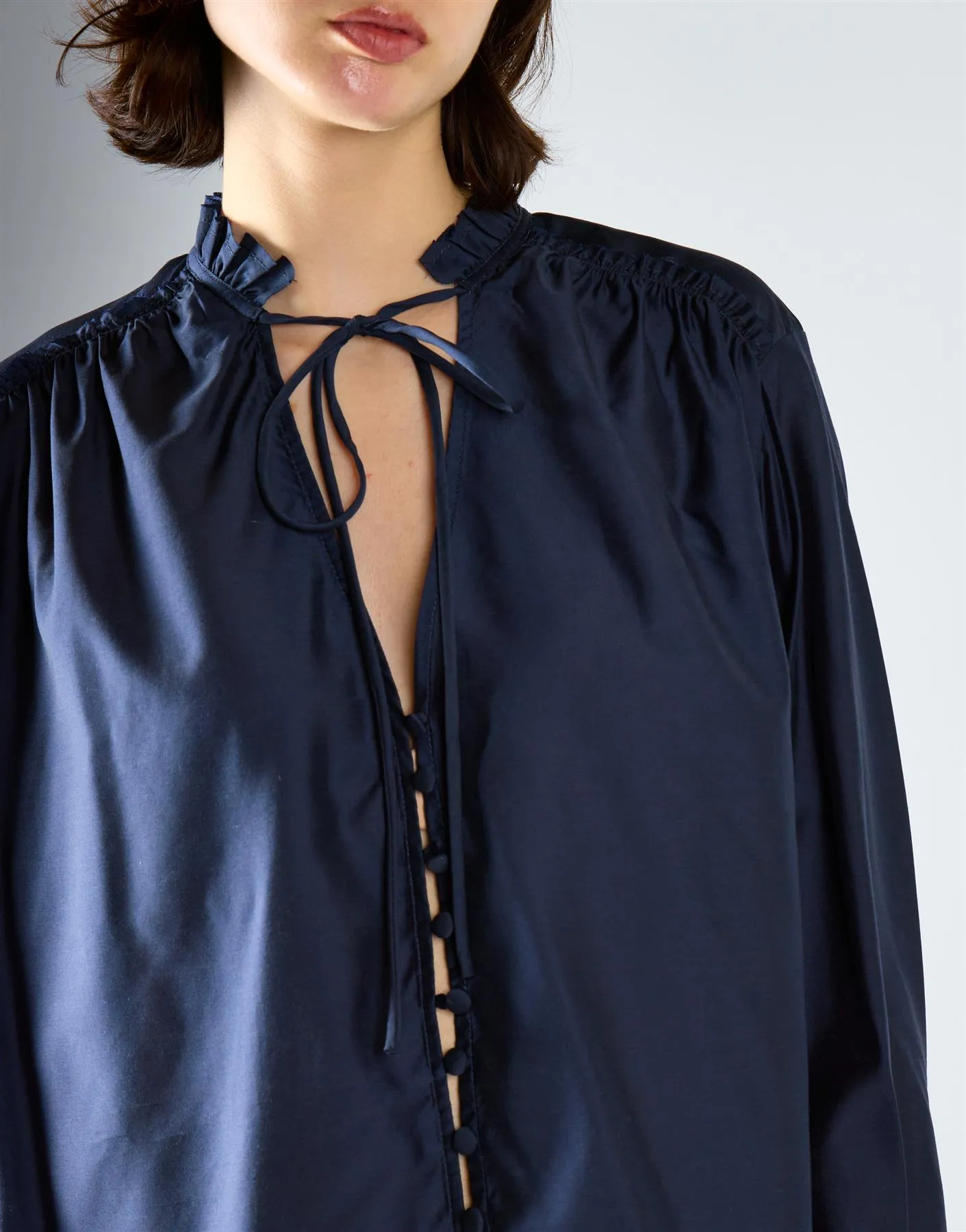 Navy Tie Chiffon Blouse sold by Glamorous product image thumbnail 4