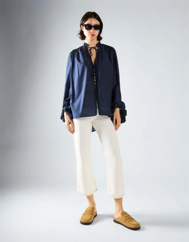 Navy Tie Chiffon Blouse made by Glamorous