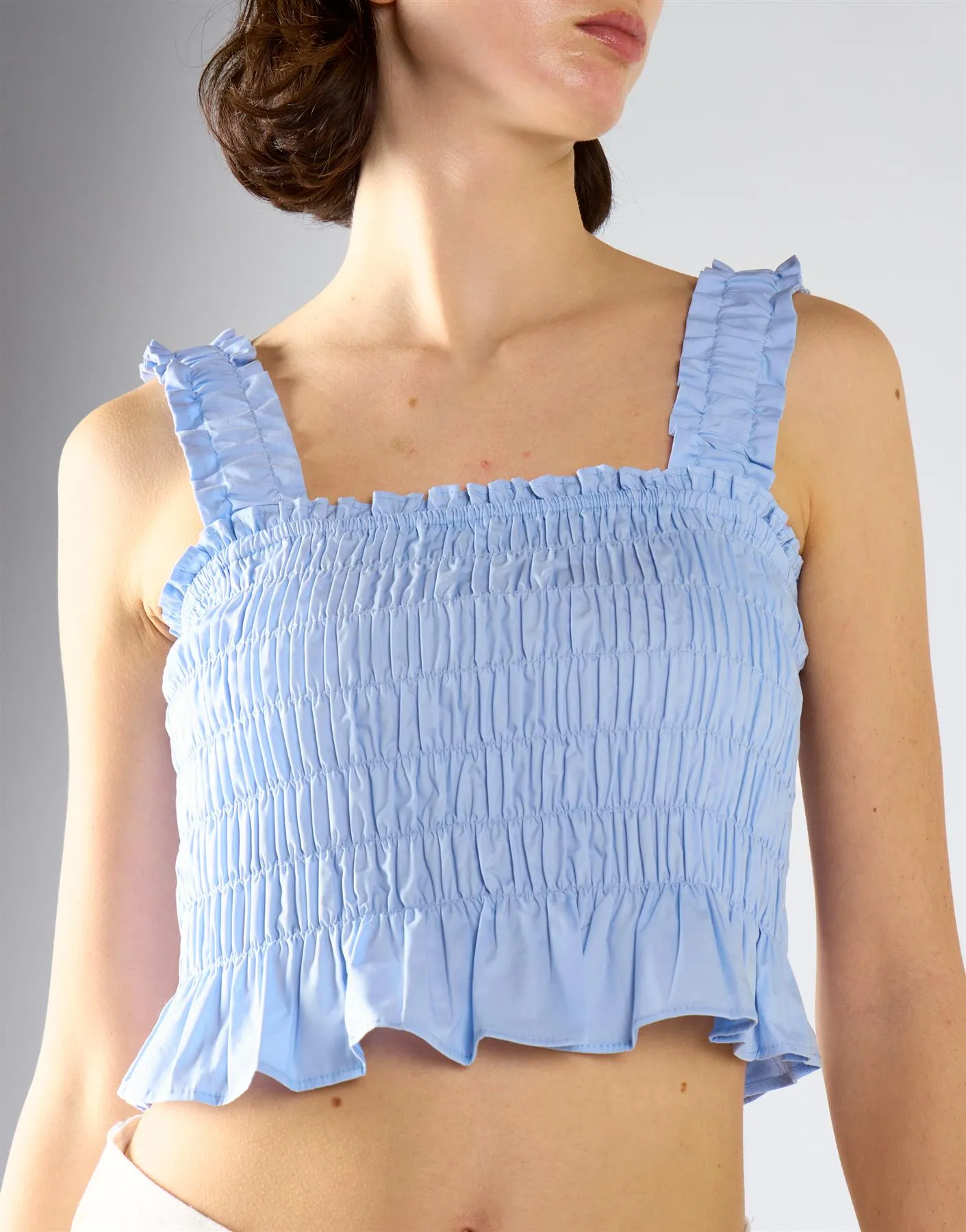 Ruched Frill Crop Top - Light Blue sold by Glamorous product image thumbnail 4