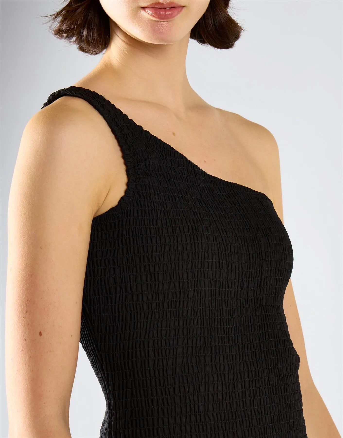One Shoulder Crinkle Mini Dress - Black sold by Glamorous product image thumbnail 4