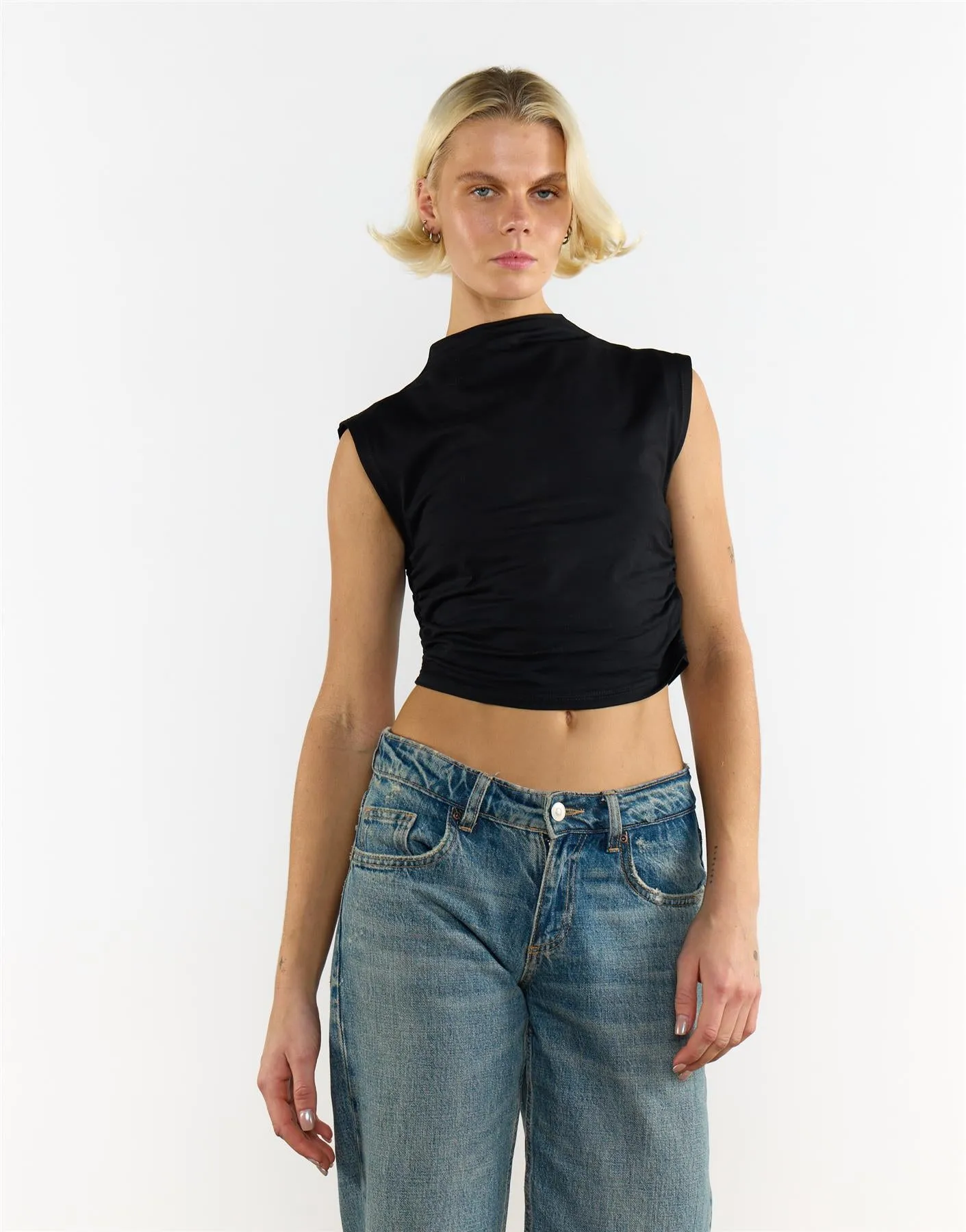 Black High Neck Crop Top sold by Glamorous product image thumbnail 3
