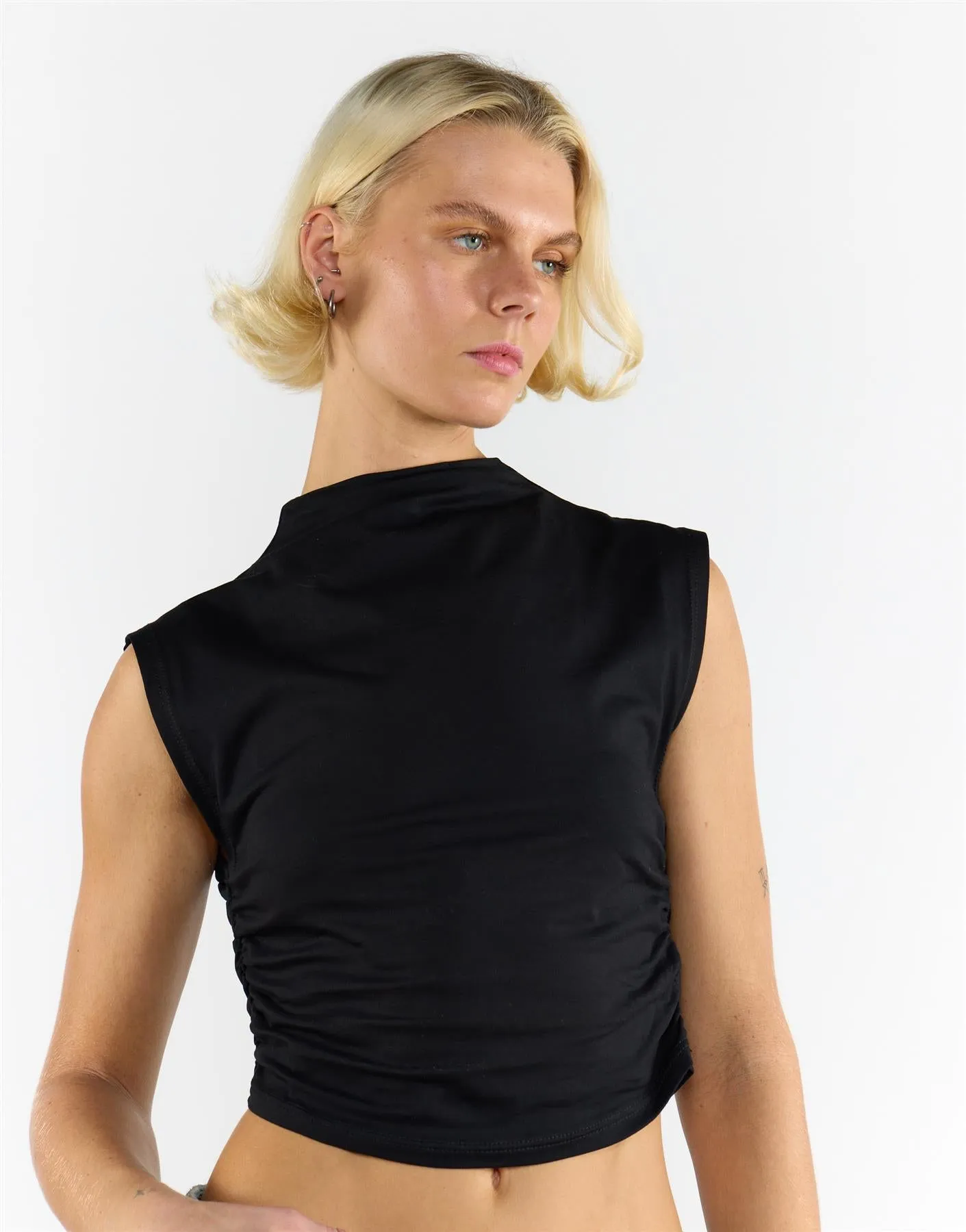 Black High Neck Crop Top sold by Glamorous product image thumbnail 4