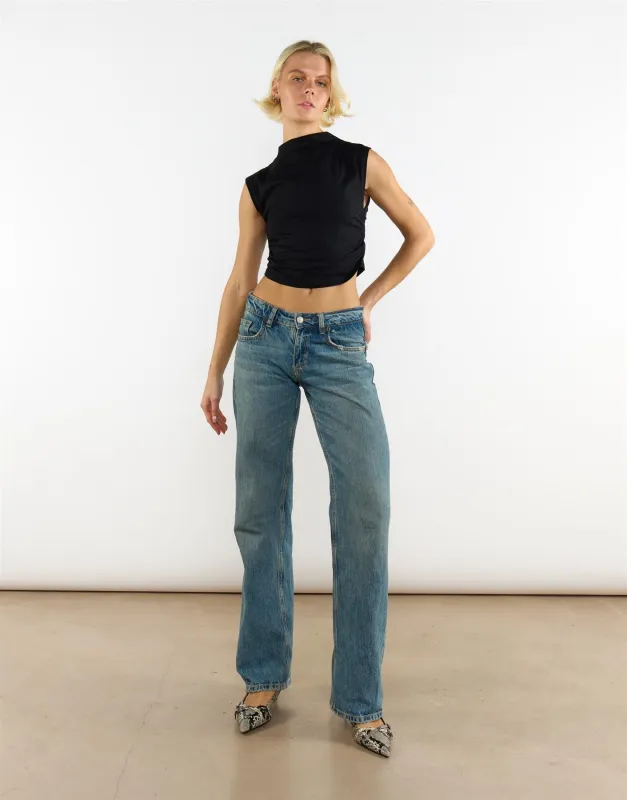 Black High Neck Crop Top made by Glamorous