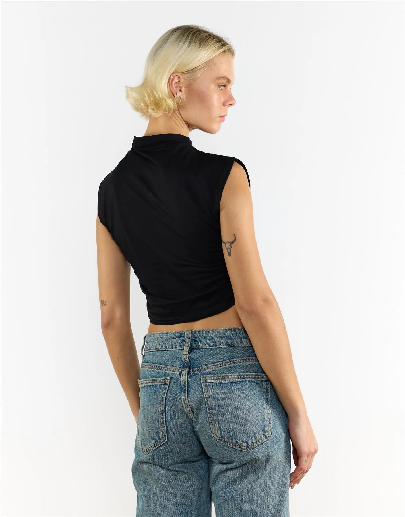 Black High Neck Crop Top sold by Glamorous product image thumbnail 2