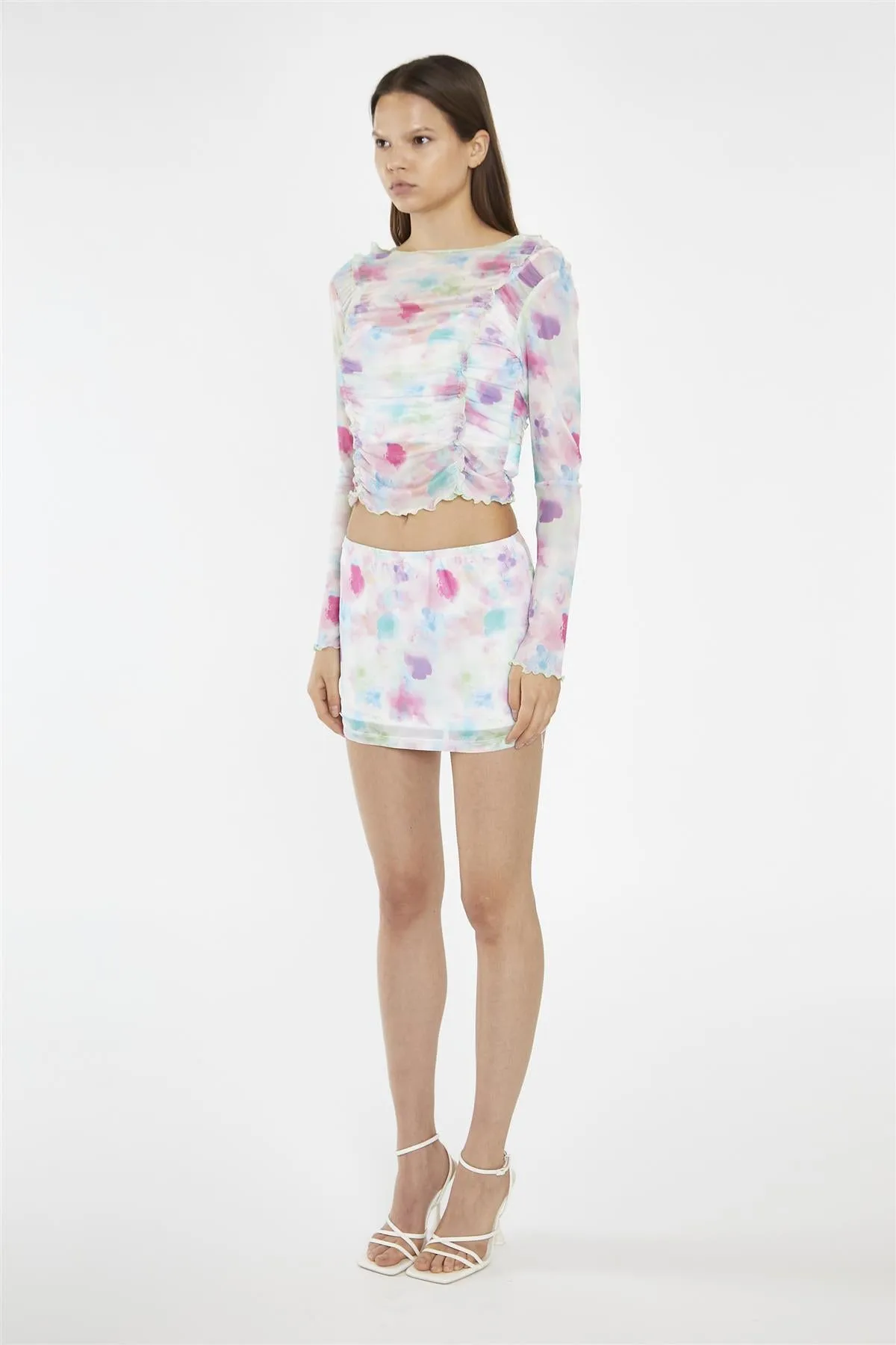 Watercolour Floral Mesh Mini Skirt sold by Glamorous product image thumbnail 4