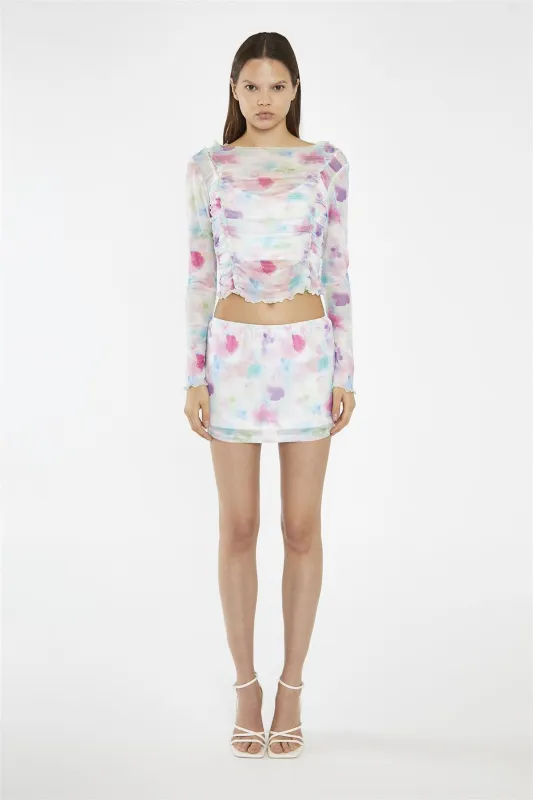Watercolour Floral Mesh Mini Skirt made by Glamorous