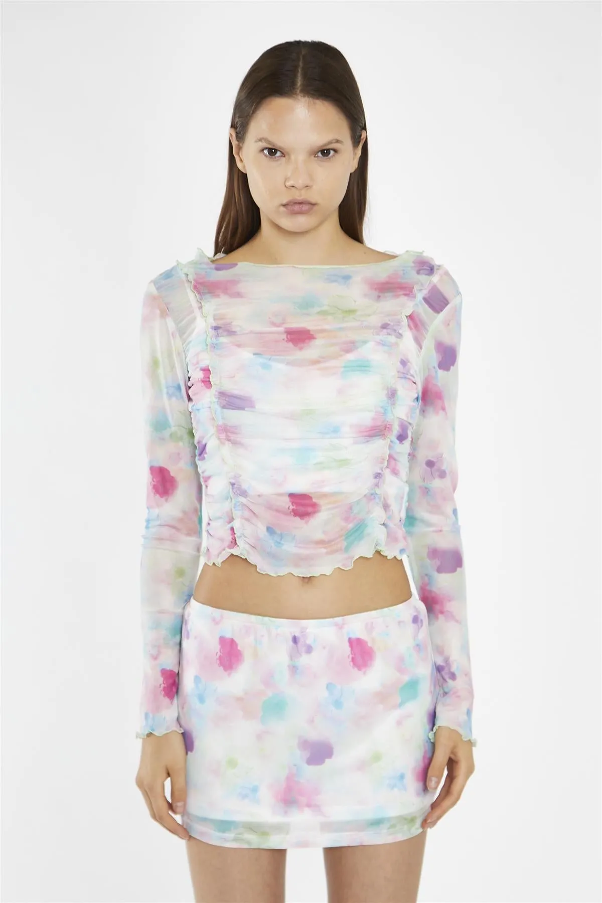 Watercolour Floral Mesh Mini Skirt sold by Glamorous product image thumbnail 3