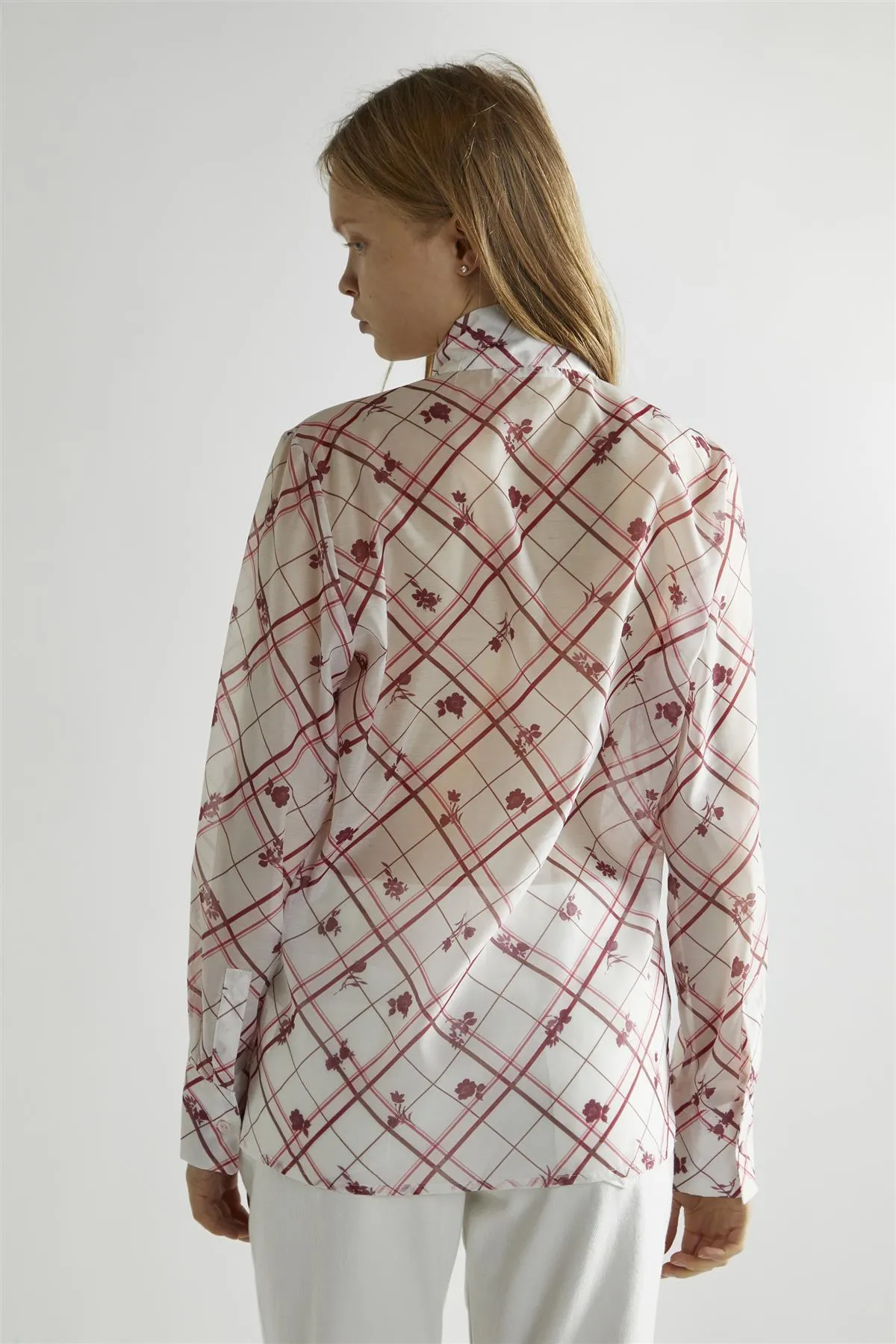Burgundy Floral Check Tie Detail Blouse sold by Glamorous product image thumbnail 2