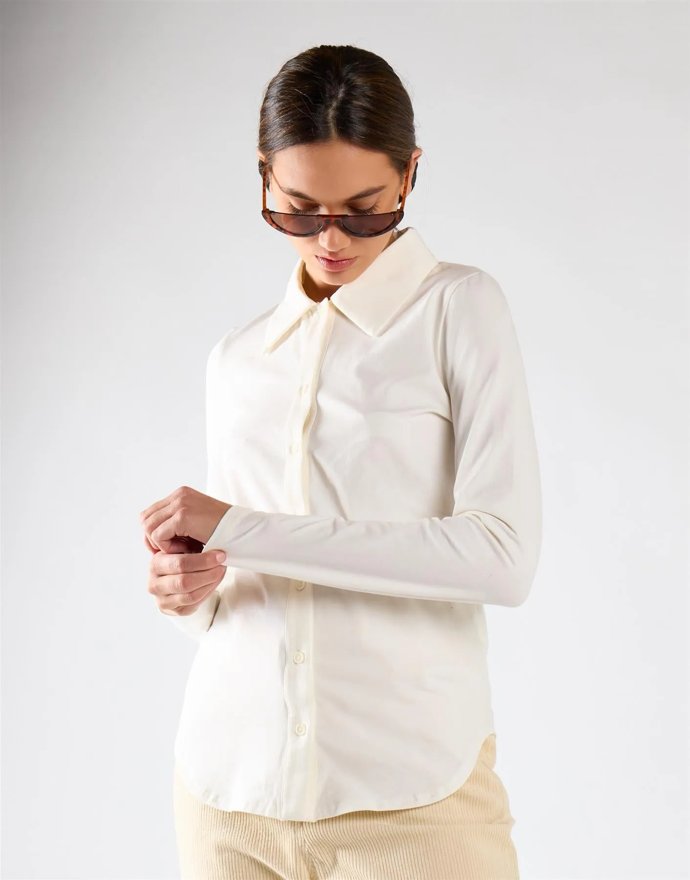 Off White Button Front Shirt sold by Glamorous product image thumbnail 3