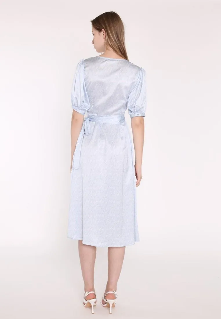 Pale Blue Ditsy Short Sleeve Wrap Midi Dress sold by Glamorous product image thumbnail 2