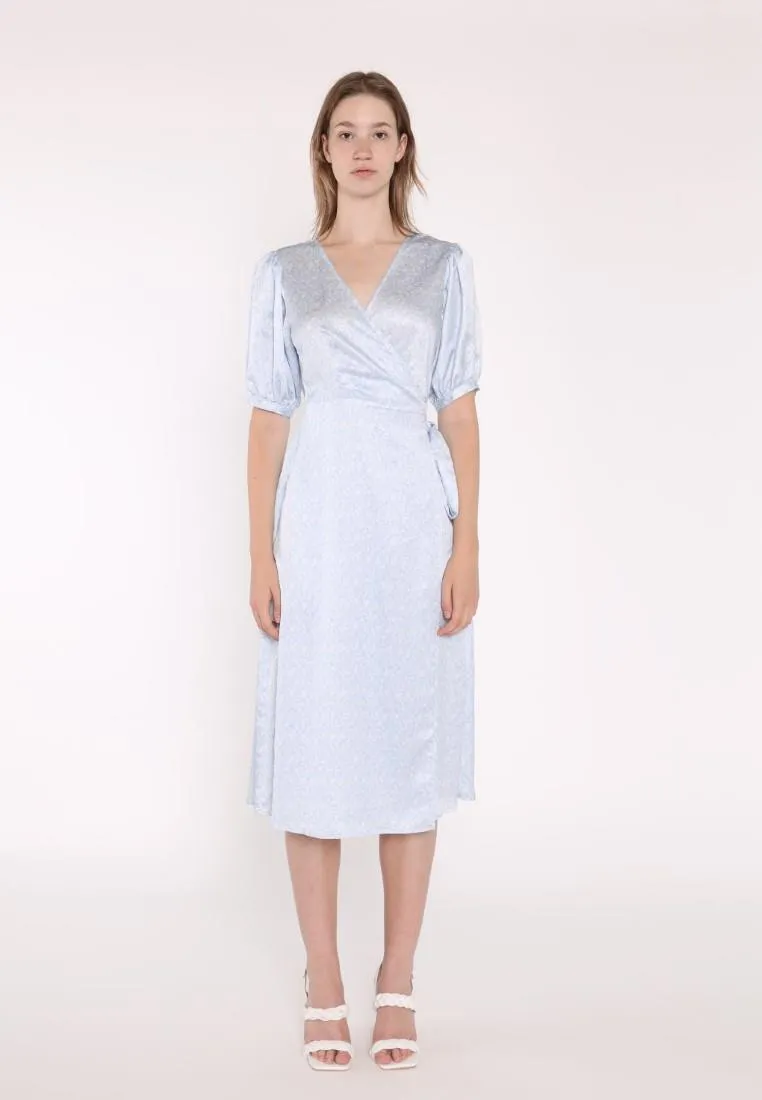 Pale Blue Ditsy Short Sleeve Wrap Midi Dress sold by Glamorous product image thumbnail 3