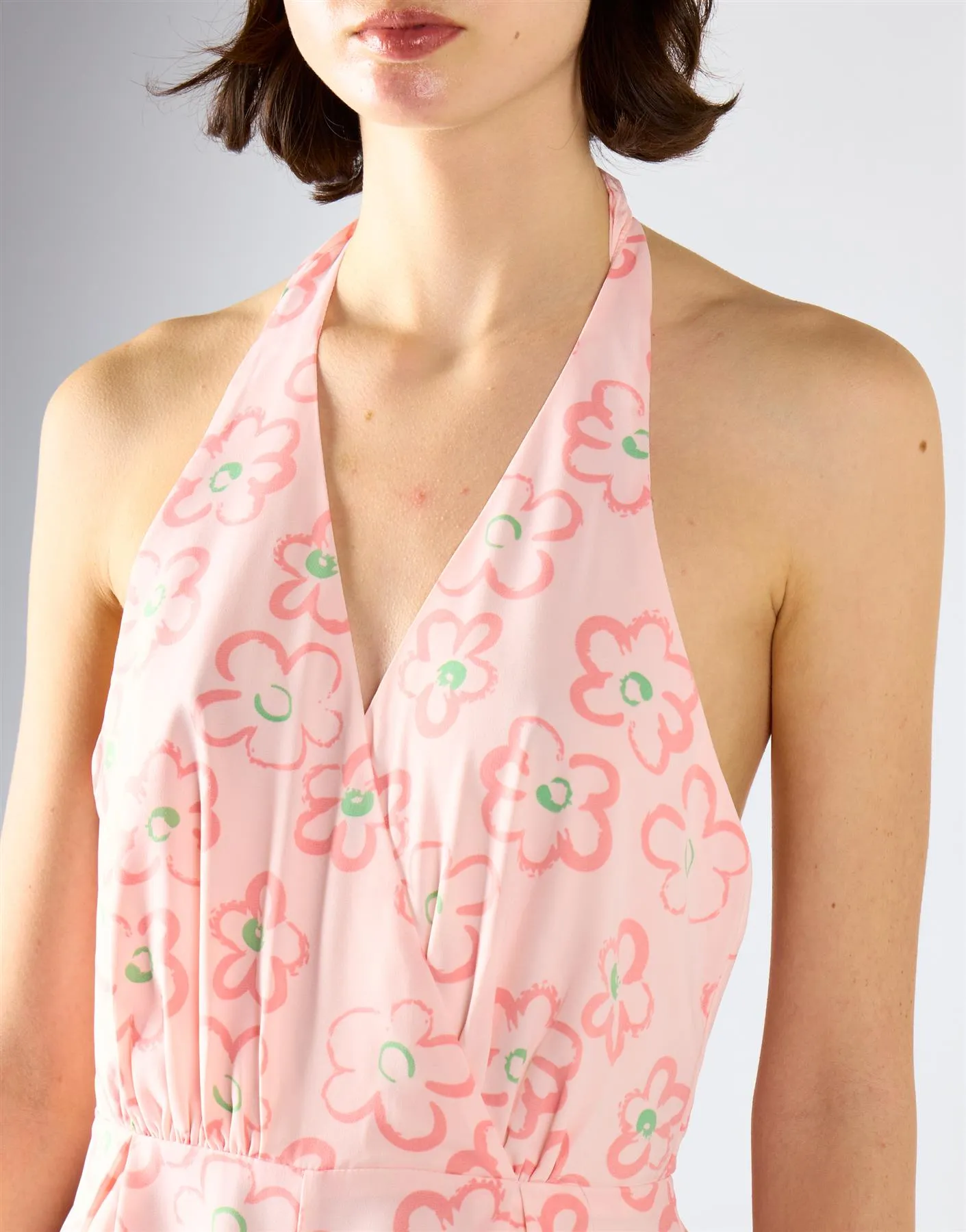Pink Painted Floral Halter Tie Neck Playsuit sold by Glamorous product image thumbnail 4