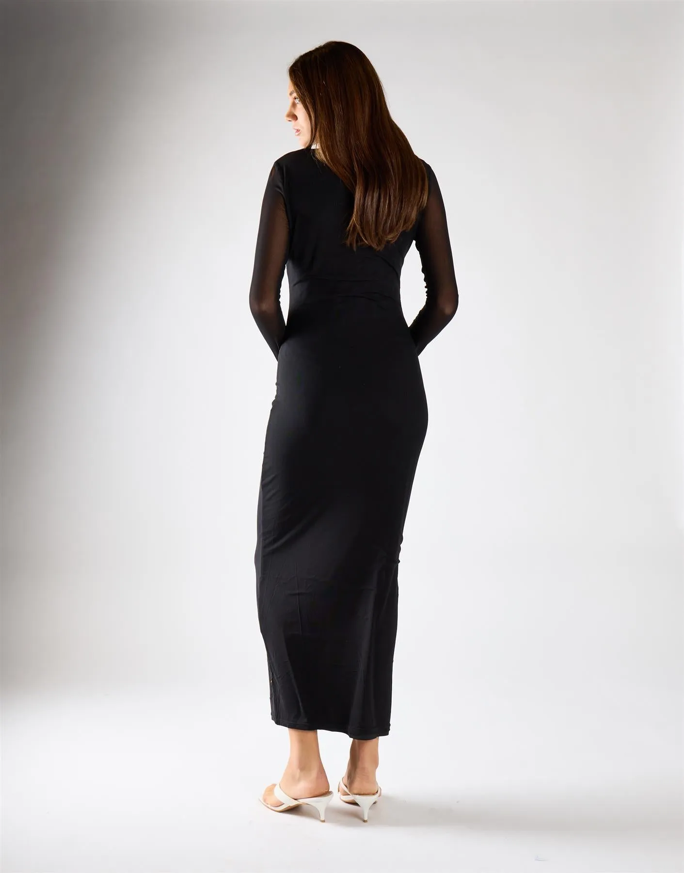 Black Mesh Long Sleeve Bodycon Midi Dress sold by Glamorous product image thumbnail 2