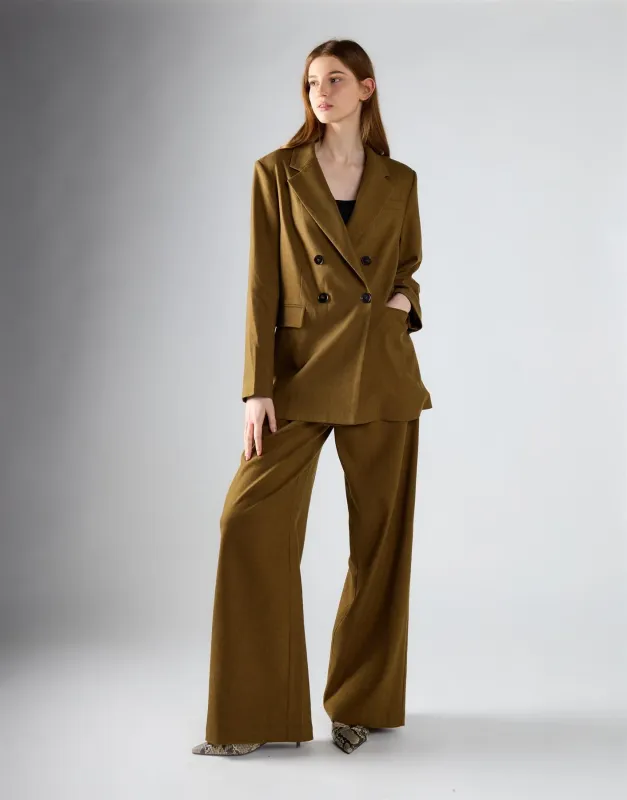 Olive Brown Button Detail Blazer made by Glamorous