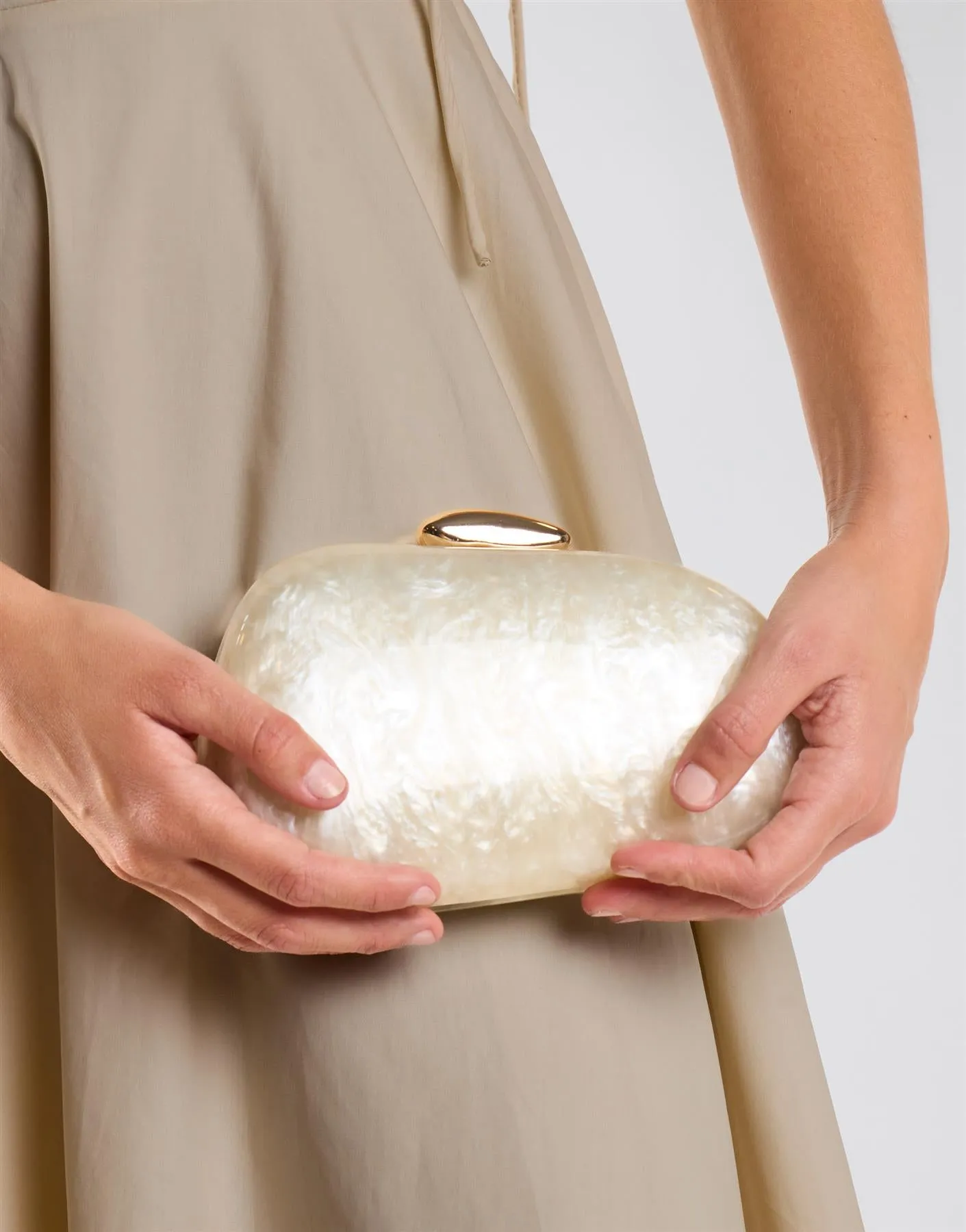 Pearlescent Clutch With Gold Detail - White sold by Glamorous product image thumbnail 2