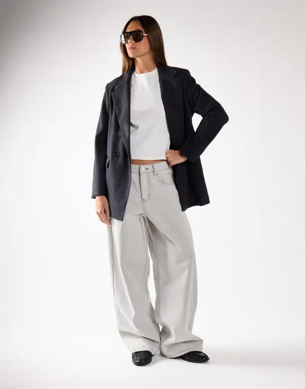 Black Marl Button Detail Blazer made by Glamorous